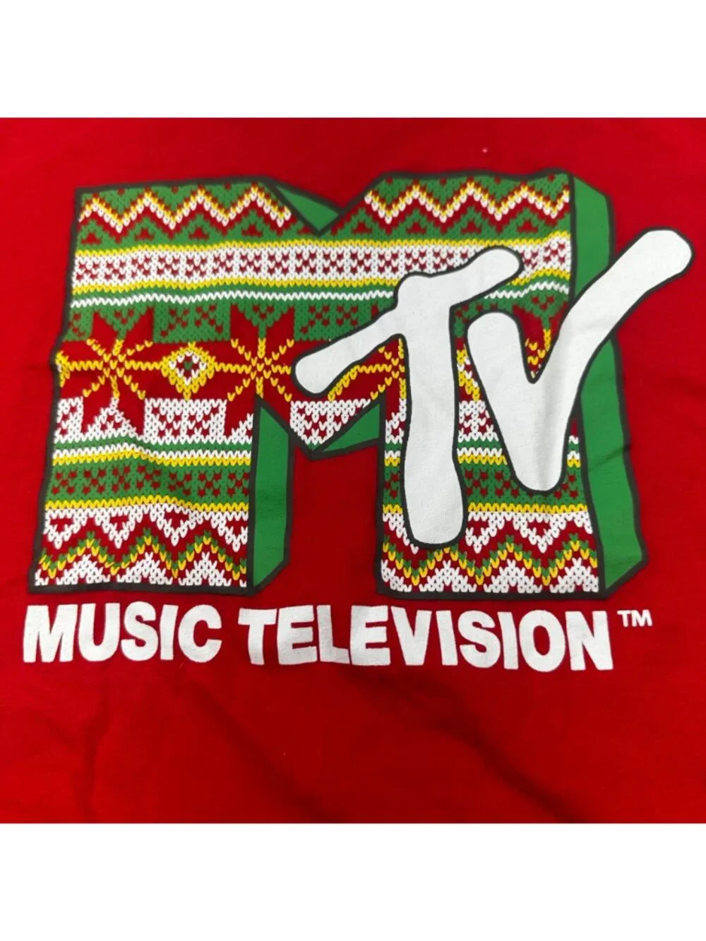 MTV Women's Size Medium Tee Shirt Holiday Graphic Short Sleeve Red New With Tags